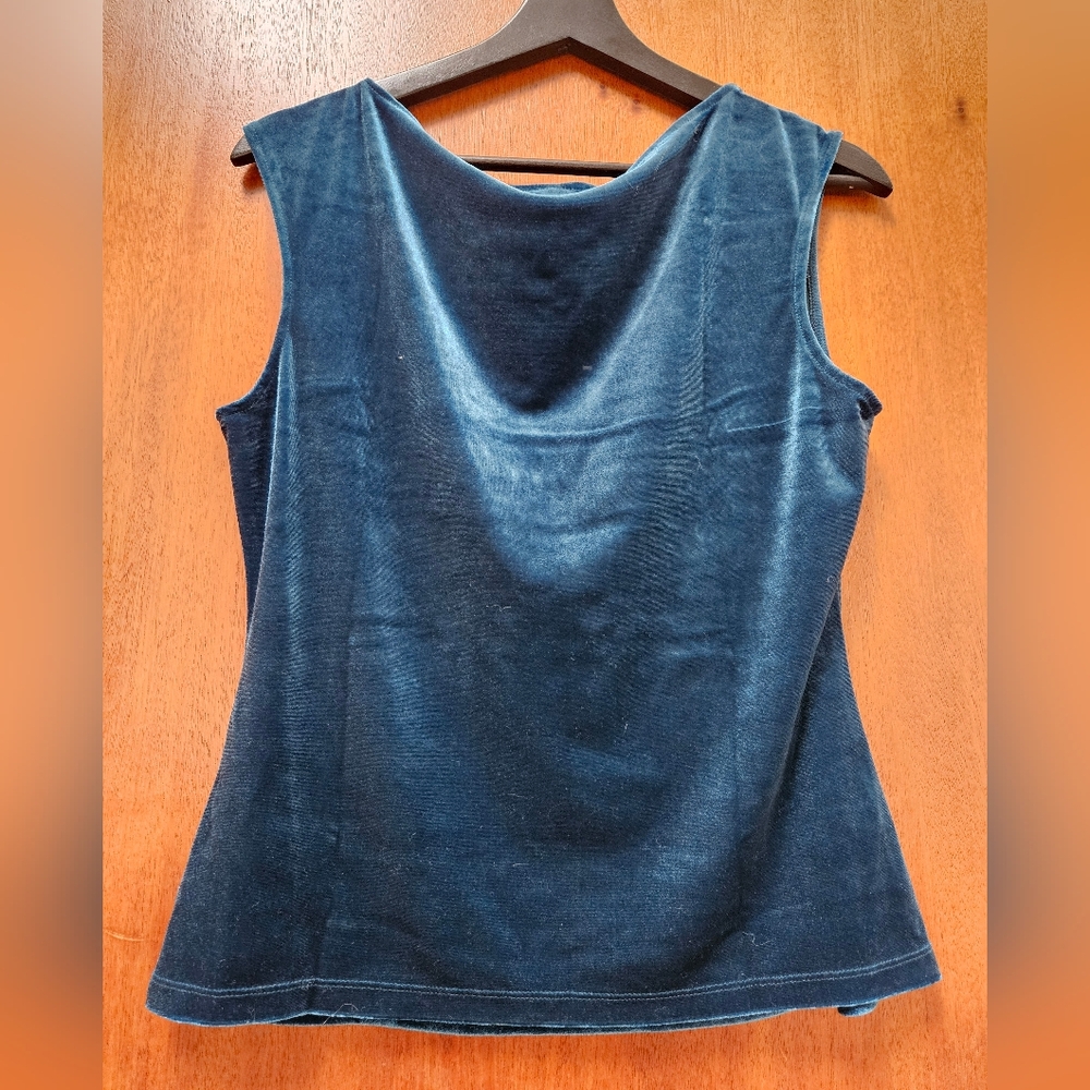 Banana Republic Teal Velvet Cowl Neck Tank Blouse ~M~ NWT! - Picture 4 of 7
